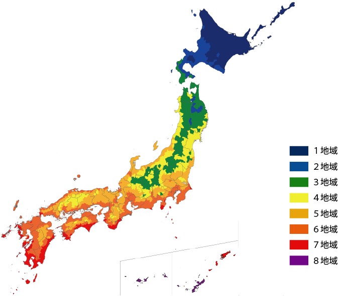 推奨UA値、断熱等級、省エネ基準の地域区分