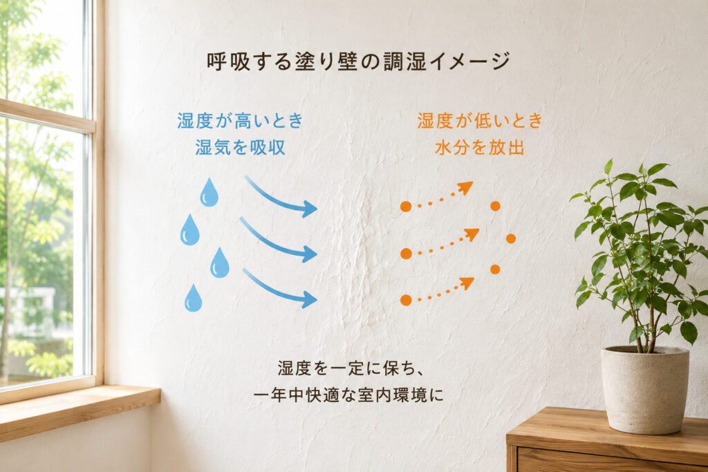 エアコンだけに頼らない！無垢材と塗り壁の「調湿力」で叶える、夏もサラッと快適な子育て住宅
